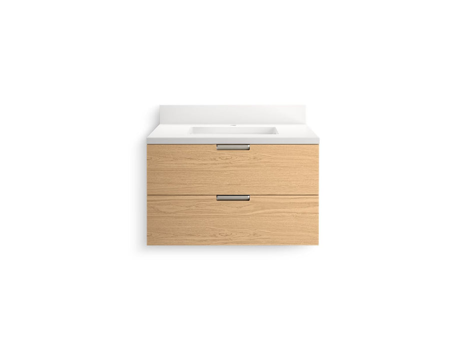 KOHLER K-34654 Maxstow™ 30" Wall-hung Bathroom Vanity Cabinet with Sink and Quartz Top, light oak - view 5