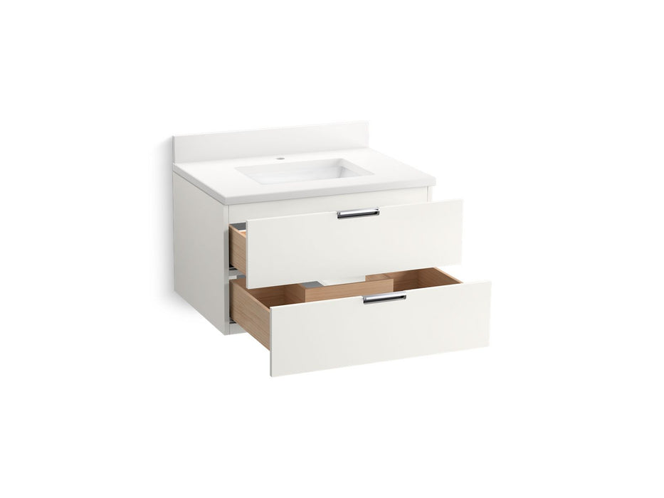 KOHLER K-34654 Maxstow™ 30" Wall-hung Bathroom Vanity Cabinet with Sink and Quartz Top, white - view 2