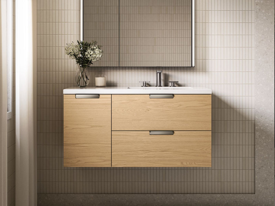 KOHLER K-34655 Maxstow™ 36" Wall-hung Bathroom Vanity Cabinet with Sink and Quartz Top, light oak - view 4