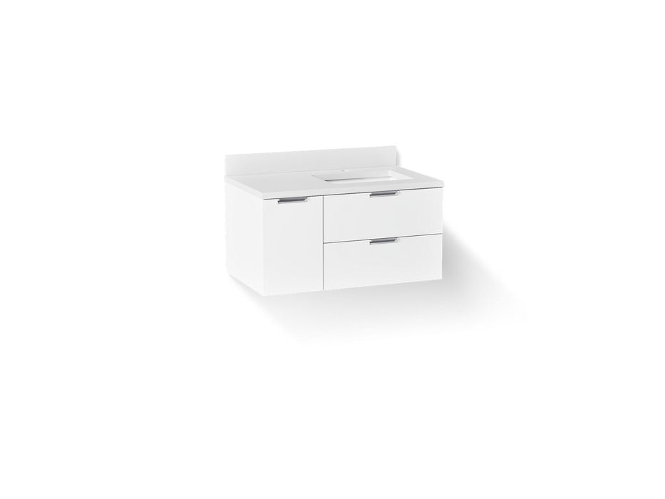 KOHLER K-34655 Maxstow™ 36" Wall-hung Bathroom Vanity Cabinet with Sink and Quartz Top, white