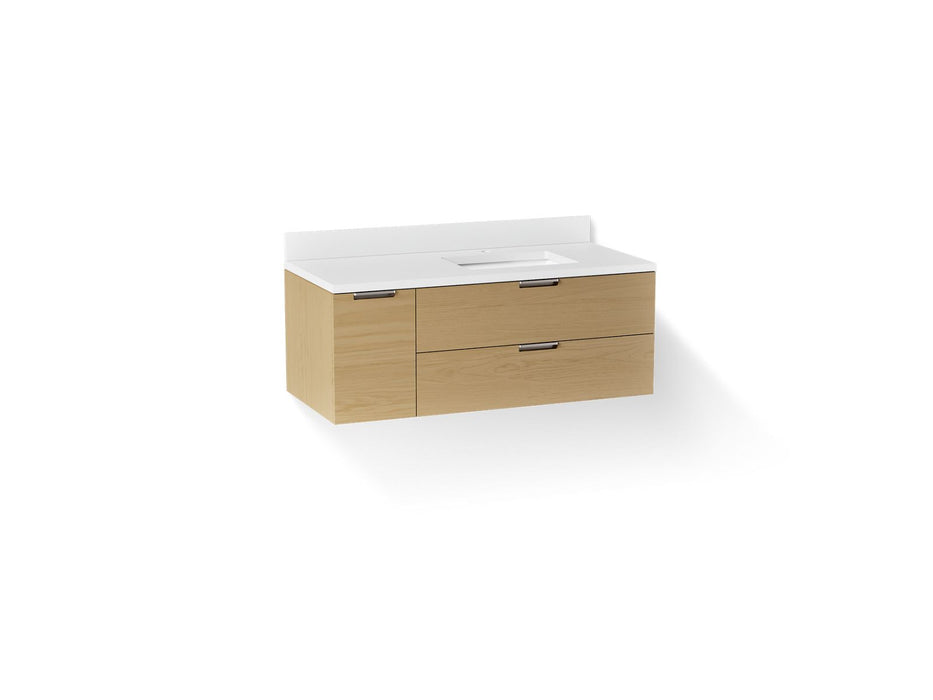 KOHLER K-34656 Maxstow™ 48" Wall-hung Bathroom Vanity Cabinet with Sink and Quartz Top, light oak