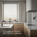 Up to 2 walls & multiple product categories visible, 1-point perspective