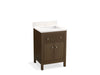KOHLER K-35018 Malin by Studio McGee 24" bathroom vanity cabinet with sink and quartz top, draper oak