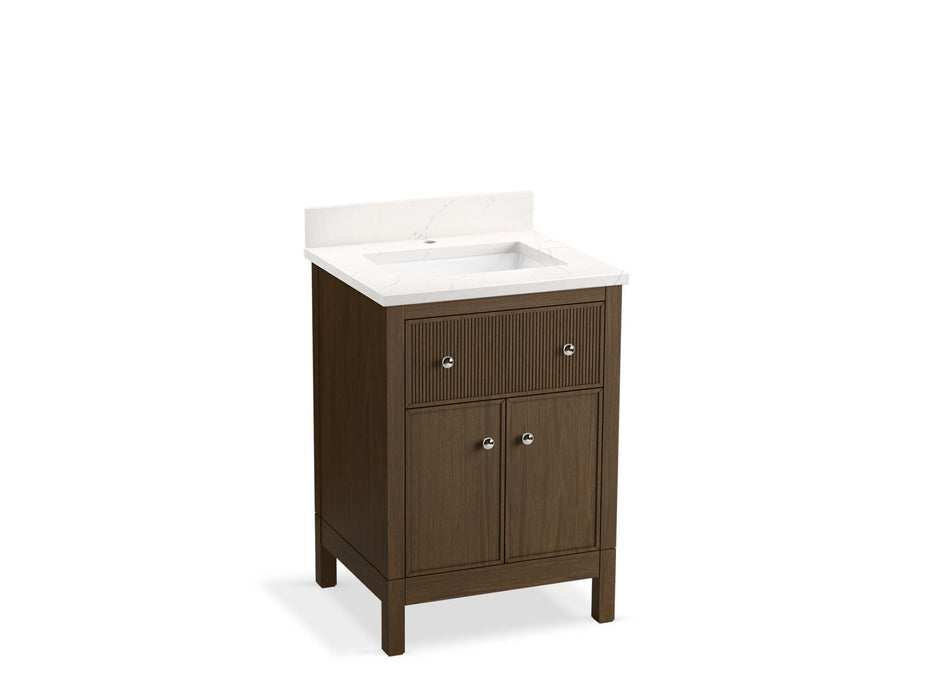 KOHLER K-35018 Malin by Studio McGee 24" bathroom vanity cabinet with sink and quartz top, draper oak