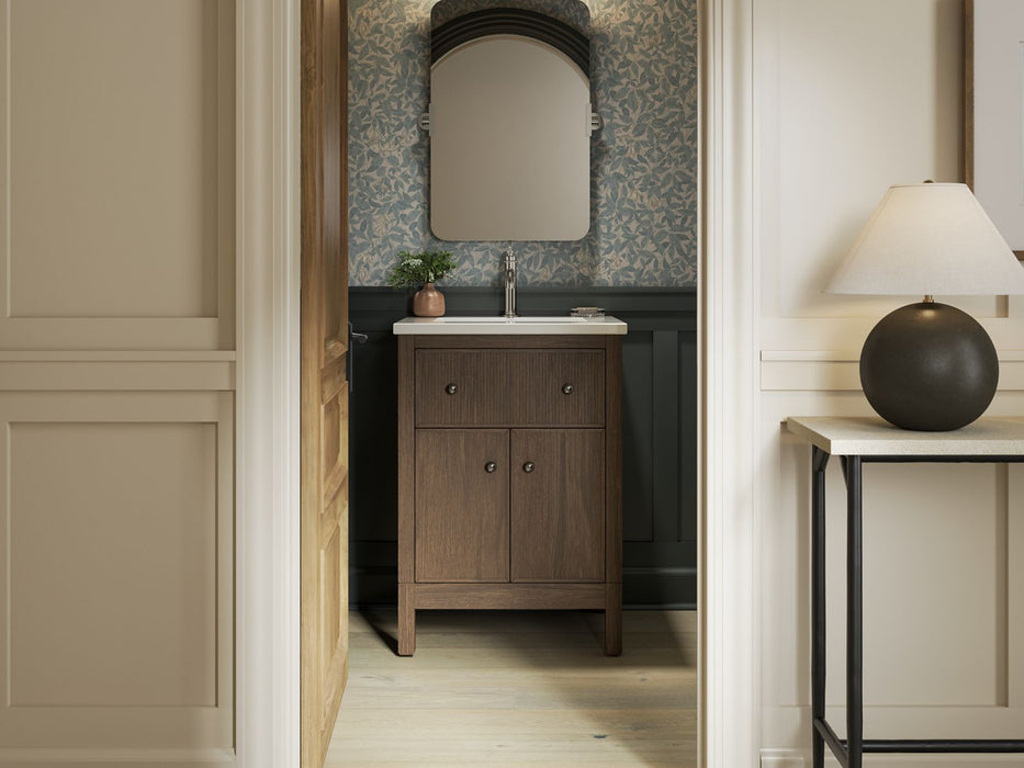 KOHLER K-35018 Malin by Studio McGee 24" bathroom vanity cabinet with sink and quartz top, draper oak - view 4