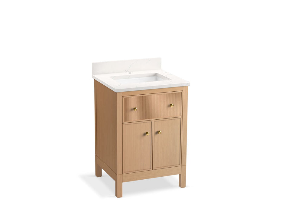 KOHLER K-35018 Malin by Studio McGee 24" bathroom vanity cabinet with sink and quartz top, white oak