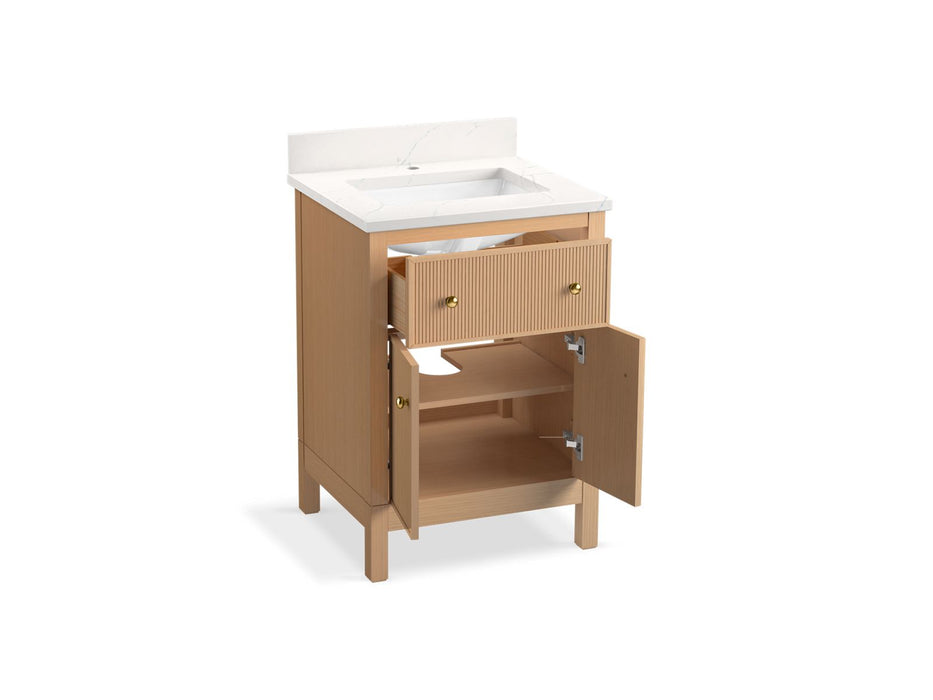 KOHLER K-35018 Malin by Studio McGee 24" bathroom vanity cabinet with sink and quartz top, white oak - view 3