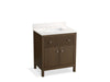 KOHLER K-35019 Malin by Studio McGee 30" bathroom vanity cabinet with sink and quartz top, draper oak