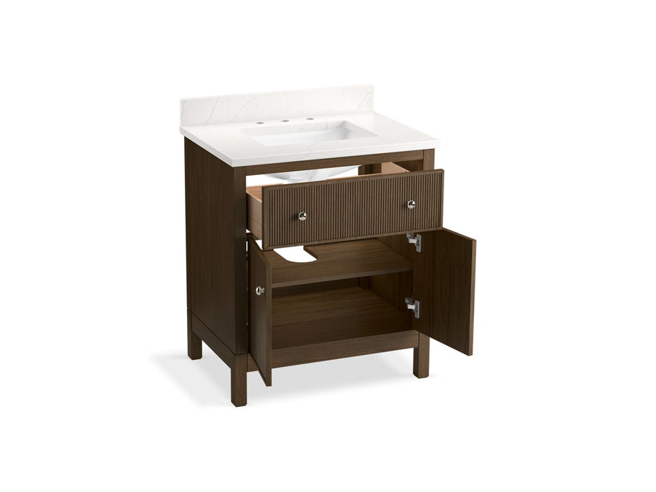 KOHLER K-35019 Malin by Studio McGee 30" bathroom vanity cabinet with sink and quartz top, draper oak - view 2