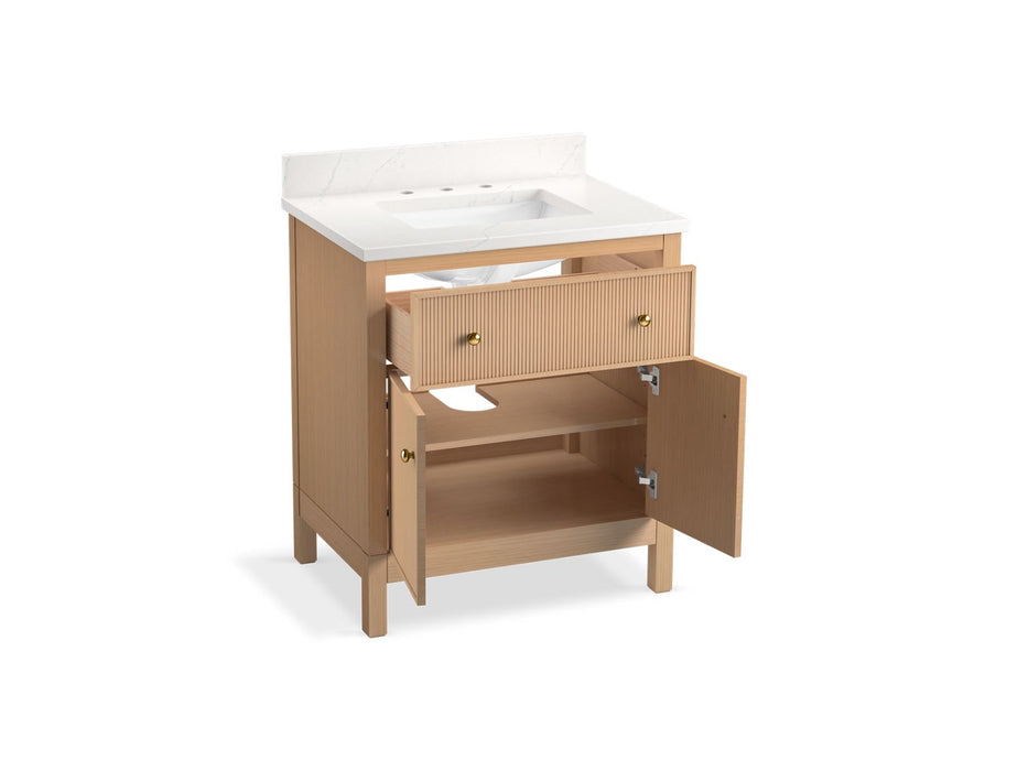 KOHLER K-35019 Malin by Studio McGee 30" bathroom vanity cabinet with sink and quartz top, white oak - view 4