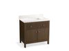 KOHLER K-35020 Malin by Studio McGee 36" bathroom vanity cabinet with sink and quartz top, draper oak