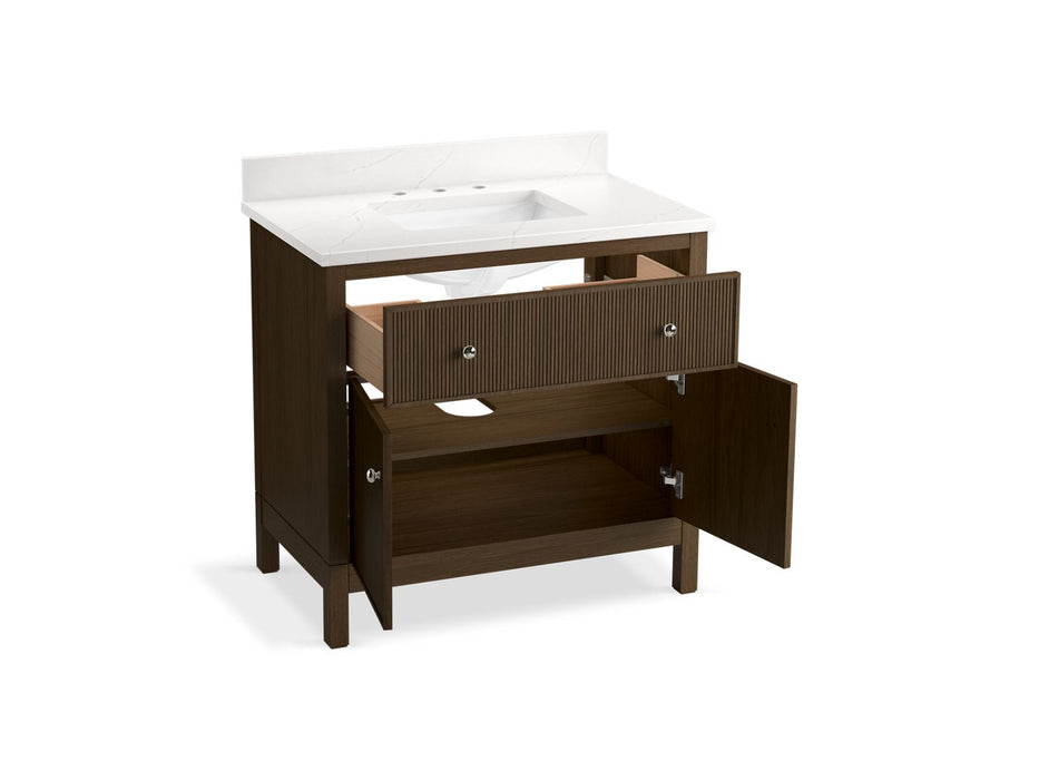 KOHLER K-35020 Malin by Studio McGee 36" bathroom vanity cabinet with sink and quartz top, draper oak - view 2
