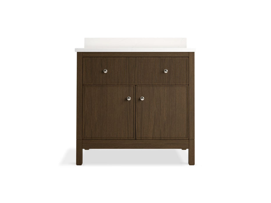 KOHLER K-35020 Malin by Studio McGee 36" bathroom vanity cabinet with sink and quartz top, draper oak - view 5