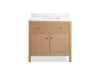 KOHLER K-35020 Malin by Studio McGee 36" bathroom vanity cabinet with sink and quartz top, white oak - view 3