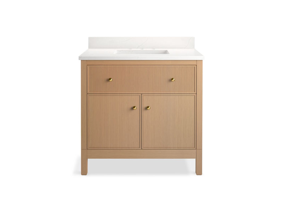 KOHLER K-35020 Malin by Studio McGee 36" bathroom vanity cabinet with sink and quartz top, white oak - view 3