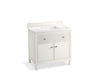 KOHLER K-35020 Malin by Studio McGee 36" bathroom vanity cabinet with sink and quartz top, white