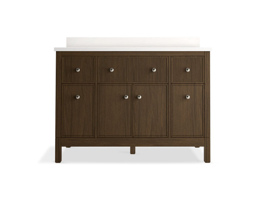 KOHLER K-35021 Malin by Studio McGee 48" bathroom vanity cabinet with sink and quartz top, draper oak - view 5
