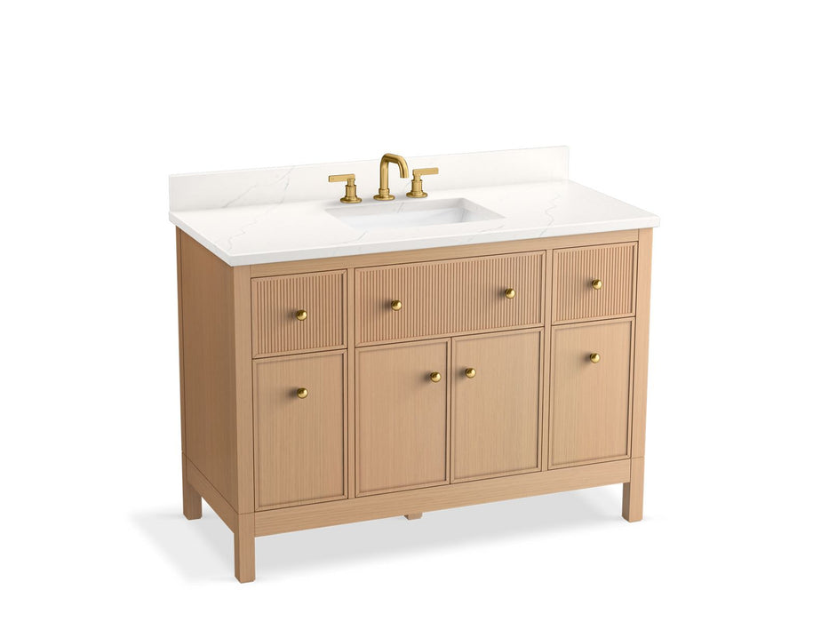KOHLER K-35021 Malin by Studio McGee 48" bathroom vanity cabinet with sink and quartz top, white oak - view 2