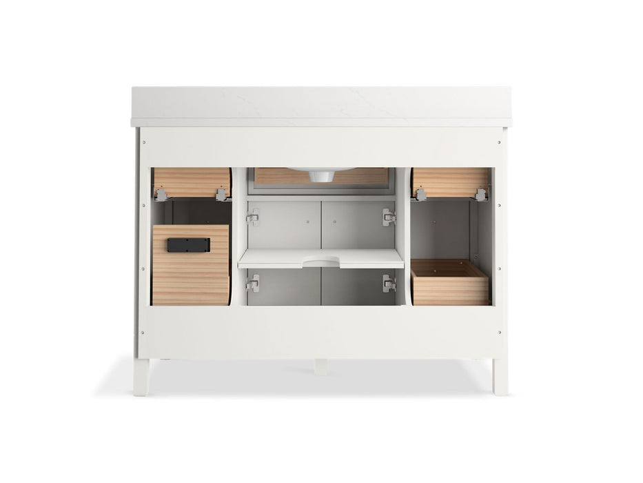 KOHLER K-35021 Malin by Studio McGee 48" bathroom vanity cabinet with sink and quartz top, white oak - view 5