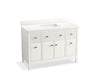 KOHLER K-35021 Malin by Studio McGee 48" bathroom vanity cabinet with sink and quartz top, white