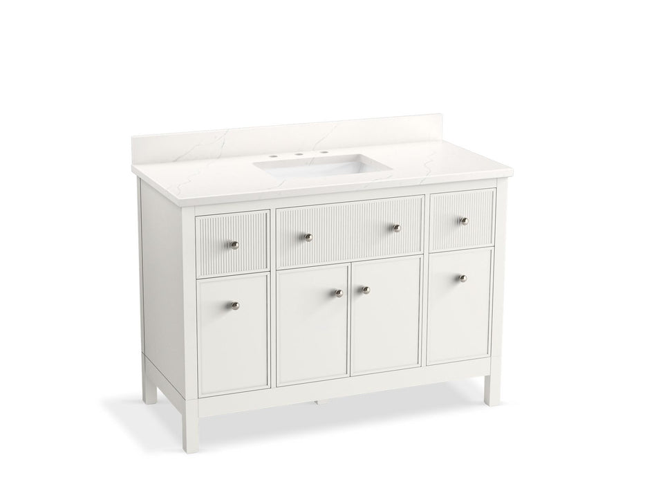 KOHLER K-35021 Malin by Studio McGee 48" bathroom vanity cabinet with sink and quartz top, white