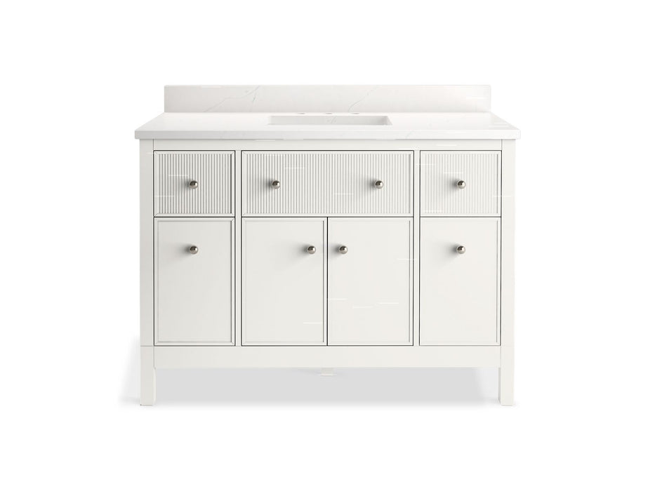 KOHLER K-35021 Malin by Studio McGee 48" bathroom vanity cabinet with sink and quartz top, white - view 3