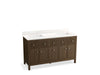 KOHLER K-35022 Malin by Studio McGee 60" bathroom vanity cabinet with sinks and quartz top, draper oak