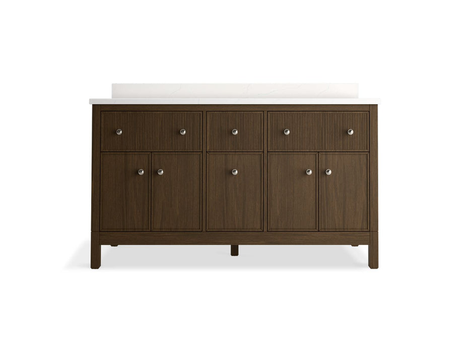 KOHLER K-35022 Malin by Studio McGee 60" bathroom vanity cabinet with sinks and quartz top, draper oak - view 5