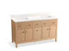 KOHLER K-35022 Malin by Studio McGee 60" bathroom vanity cabinet with sinks and quartz top, white oak