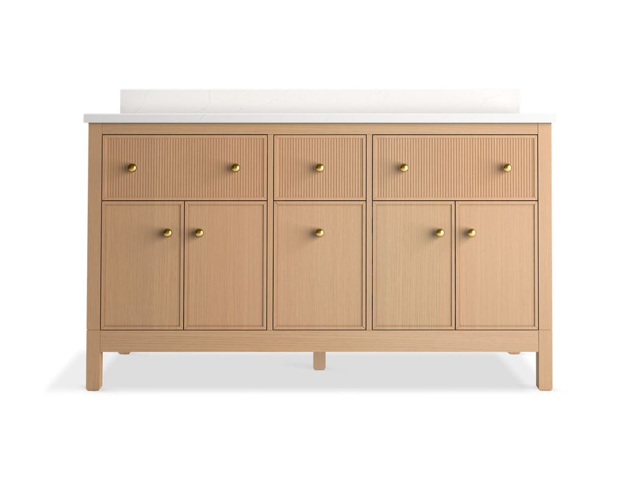 KOHLER K-35022 Malin by Studio McGee 60" bathroom vanity cabinet with sinks and quartz top, white oak - view 2