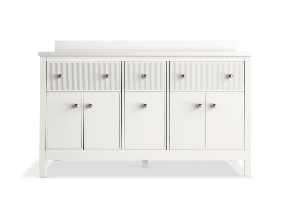 KOHLER K-35022 Malin by Studio McGee 60" bathroom vanity cabinet with sinks and quartz top, white - view 2