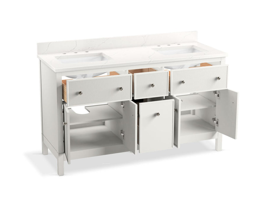 KOHLER K-35022 Malin by Studio McGee 60" bathroom vanity cabinet with sinks and quartz top, white - view 4