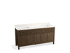 KOHLER K-35023 Malin by Studio McGee 72" bathroom vanity cabinet with sinks and quartz top, draper oak