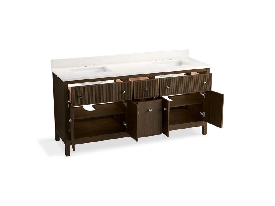 KOHLER K-35023 Malin by Studio McGee 72" bathroom vanity cabinet with sinks and quartz top, draper oak - view 3