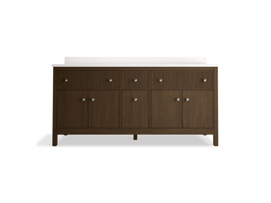 KOHLER K-35023 Malin by Studio McGee 72" bathroom vanity cabinet with sinks and quartz top, draper oak - view 4