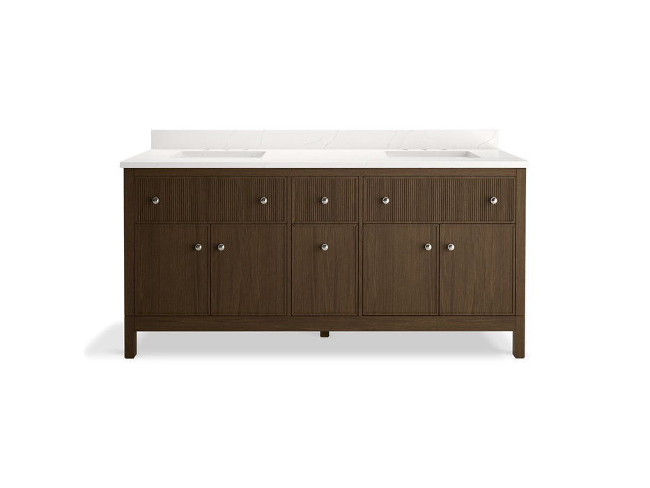 KOHLER K-35023 Malin by Studio McGee 72" bathroom vanity cabinet with sinks and quartz top, draper oak - view 5