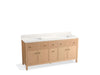 KOHLER K-35023 Malin by Studio McGee 72" bathroom vanity cabinet with sinks and quartz top, white oak