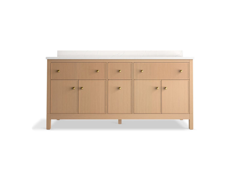 KOHLER K-35023 Malin by Studio McGee 72" bathroom vanity cabinet with sinks and quartz top, white oak - view 2