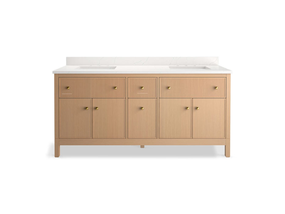 KOHLER K-35023 Malin by Studio McGee 72" bathroom vanity cabinet with sinks and quartz top, white oak - view 3