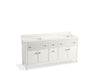 KOHLER K-35023 Malin by Studio McGee 72" bathroom vanity cabinet with sinks and quartz top, white