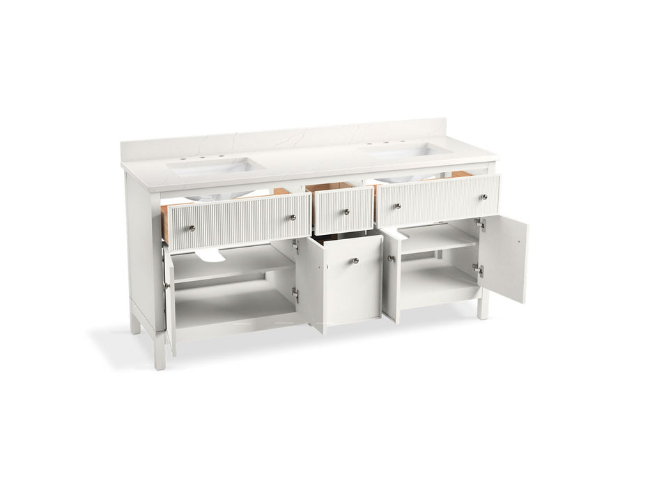 KOHLER K-35023 Malin by Studio McGee 72" bathroom vanity cabinet with sinks and quartz top, white - view 3
