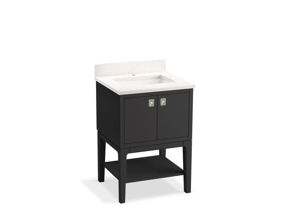 KOHLER K-35024 Seagrove by Studio McGee 24" bathroom vanity cabinet with sink and quartz top, ferrous grey