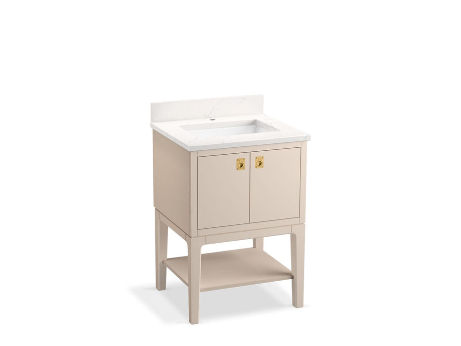 KOHLER K-35024 Seagrove by Studio McGee 24" bathroom vanity cabinet with sink and quartz top, light clay