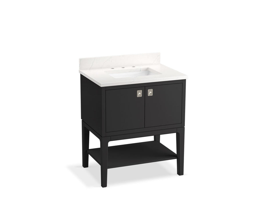 KOHLER K-35025 Seagrove by Studio McGee 30" bathroom vanity cabinet with sink and quartz top, ferrous grey