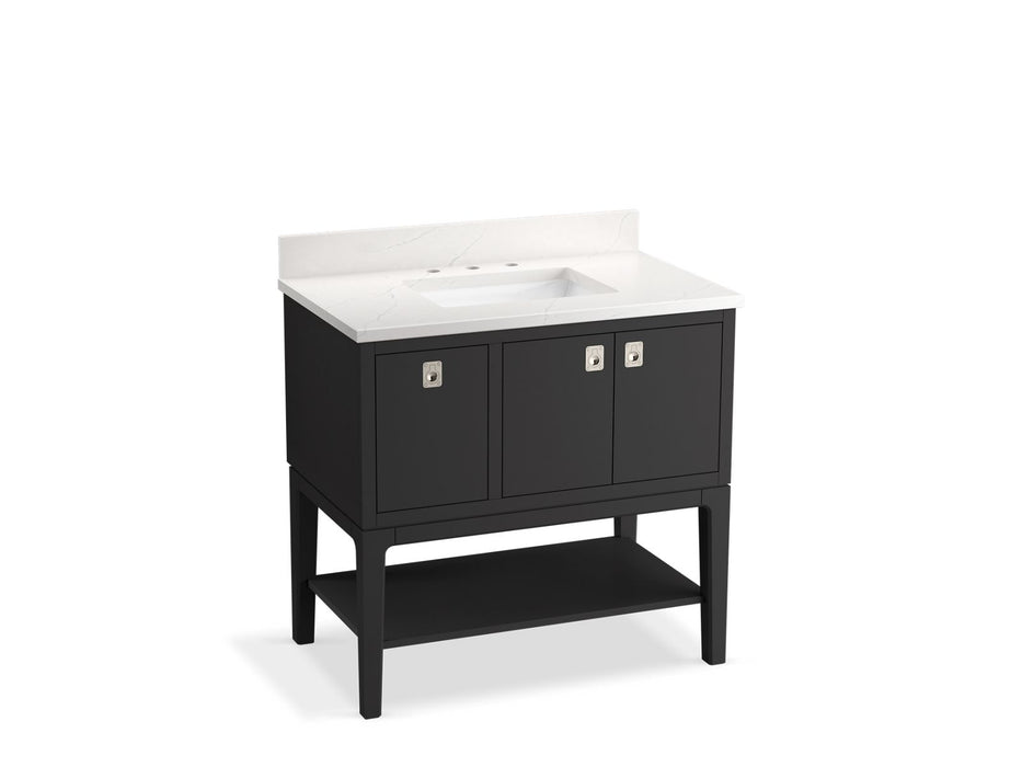 KOHLER K-35026 Seagrove by Studio McGee 36" bathroom vanity cabinet with sink and quartz top, ferrous grey