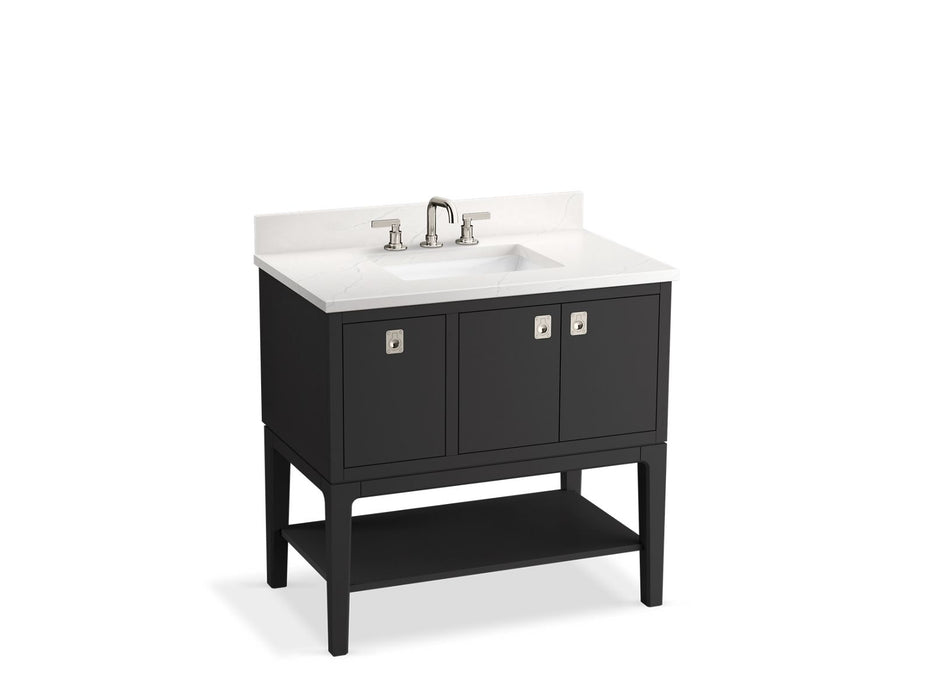 KOHLER K-35026 Seagrove by Studio McGee 36" bathroom vanity cabinet with sink and quartz top, ferrous grey - view 2