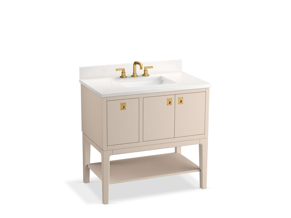 KOHLER K-35026 Seagrove by Studio McGee 36" bathroom vanity cabinet with sink and quartz top, light clay - view 2