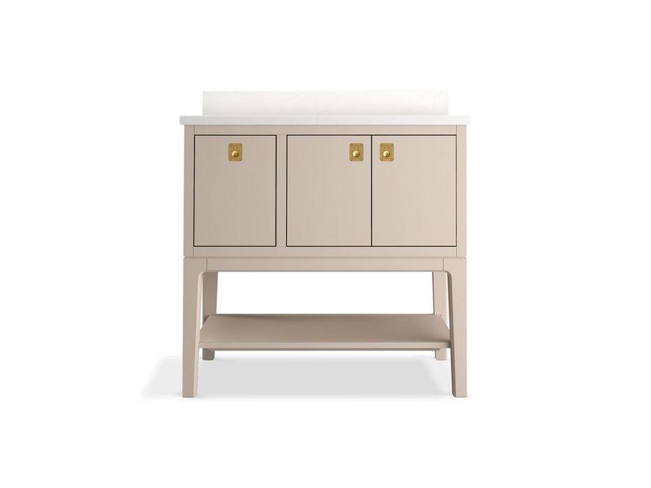 KOHLER K-35026 Seagrove by Studio McGee 36" bathroom vanity cabinet with sink and quartz top, light clay - view 3