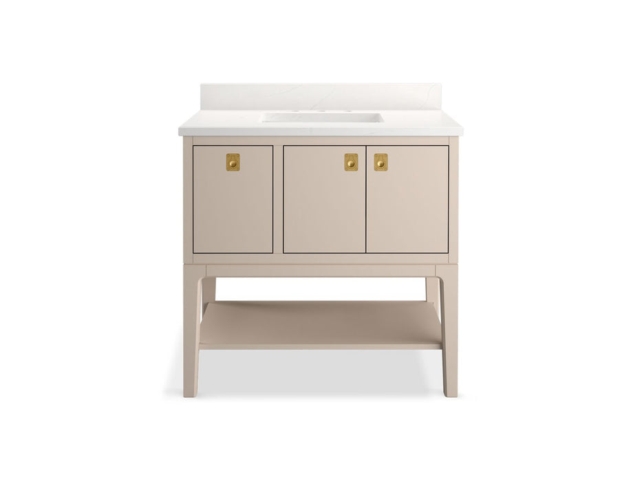 KOHLER K-35026 Seagrove by Studio McGee 36" bathroom vanity cabinet with sink and quartz top, light clay - view 4