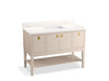KOHLER K-35027 Seagrove by Studio McGee 48" bathroom vanity cabinet with sink and quartz top, light clay